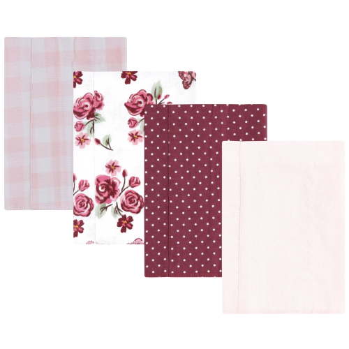 Luvable Friends Hudson Baby Flannel Burp Cloths 4pk, Rose Garden