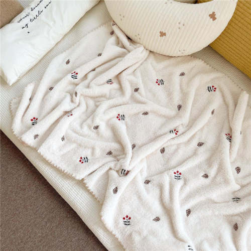 Embroidered Soft Coral Fleece Baby Blanket (4 designs)
