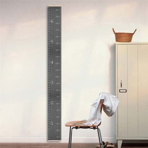 Kids Measuring Height Ruler Minimalist Solid Baby Wood Hanging Growth Chart Canvas Wall Decor for Kids Bedroom Nursery Decor 76.7''x7.9''