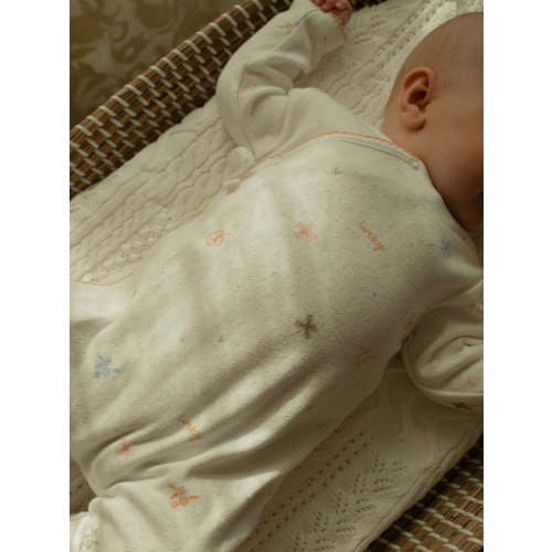 Lucky Clover Pointelle Sleepsuit – Oat & Marl