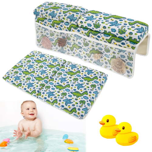 Baby Bath Kneeler and Elbow Rest Pad Set Nonslip Baby Bathtub Kneeling Pad Waterproof Bathtub Elbow Support Pad with 4 Side Pockets Painless Baby Bathtub Kneeler Mat for Baby Bathing