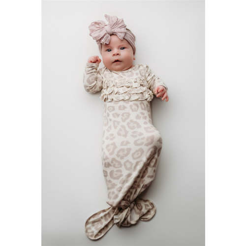 Natural Leopard | Ruffle Knot Gown