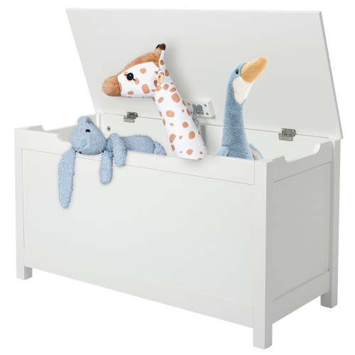 SESSLIFE Toy Storage Box, Wooden Toy Box and Storage Chest with Seating Bench, Toy Chest with Safety Hinged Lid, Gift for Boys Girls