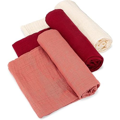 Parker Baby Co. Soft Muslin Baby Swaddle Blankets, 3 Pack - Rose Set