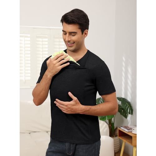 Mens Baby Carrier Shirt Dad Shirt for Men Short Sleeve Pocket Tee Shirts