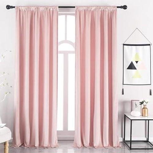 nanbowang Pink Velvet Curtains - 52"x 120" Soft Rod Pocket Thermal Insulated Window Treatment for Bedroom Living Room Light Filtering Drapes 2 Panels