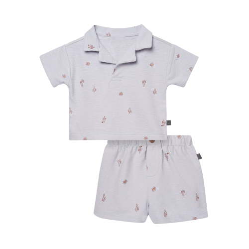 Modern Moments by Gerber Baby Boy Johnny Collar Shirt and Short Set, 2-Piece, Sizes 0/3 Months - 24 Months