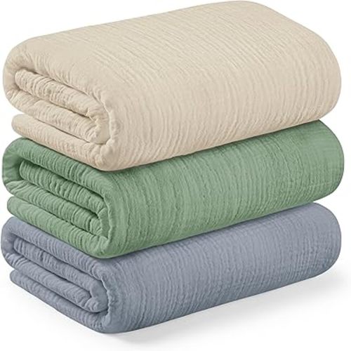 3-Pack Muslin Swaddle Blankets for Newborns Boy,Girl – 47x47 Large Cotton Muslin Baby Blanket, Nursery Swaddling, Neutral, Soft, Breathable, Light Infant Baby Receiving Cover (Slate, Regular)
