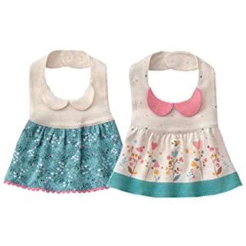Baby Girl's Princess Type Waterproof Bibs with Adjustable Snaps,2 Pack