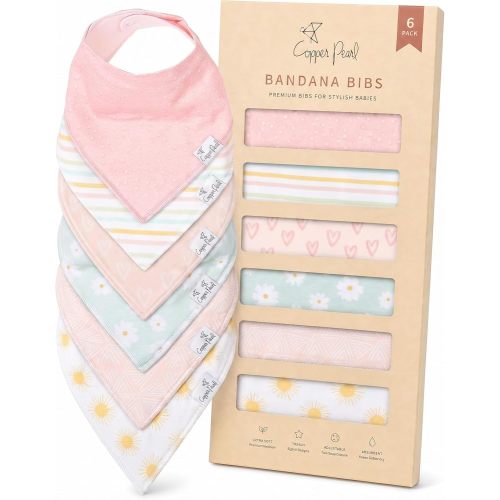 Copper Pearl Baby Bibs 4 Pack, Bandana Drool Bibs for Baby Girl & Boy, Soft Cotton Bibs for Drooling and Teething