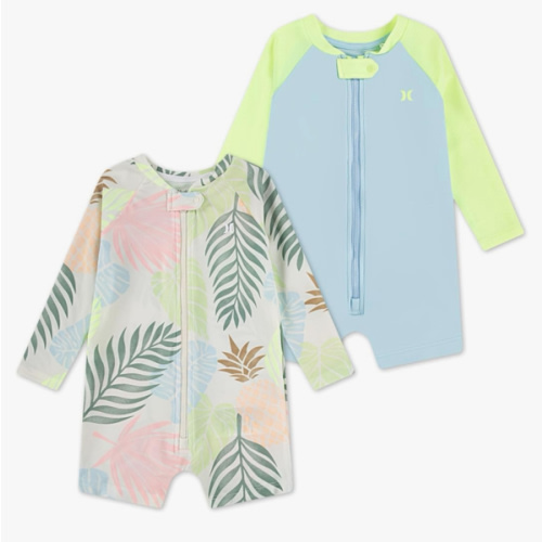 Hurley Unisex Baby 2-Pack Long Sleeve Rash Guard Coverall