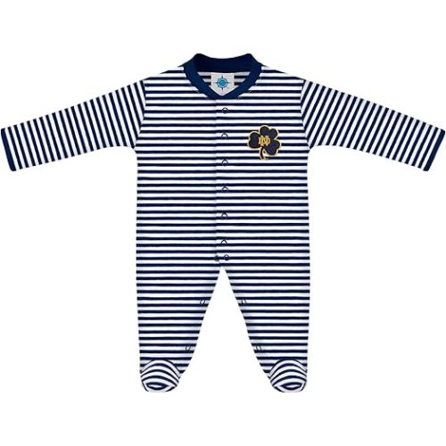 Creative Knitwear College Baby Striped Footed Romper - Team Logo, Multiple Colors, for Boys & Girls (0-9 Months)