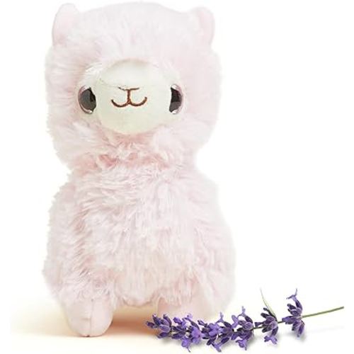 warmies Junior Microwavable & Weighted Stuffed Animals, Pink Llama - Heated Stuffed Animal Plushie for Warmth & Comfort - Cute Soft Plush Toys for Adults & Children (Boys, Girls, Babies & Toddlers)