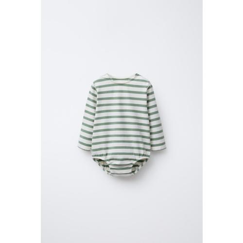 STRIPED BODYSUIT - Ecru / Green | ZARA United States