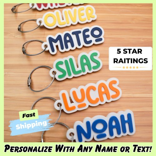Personalized Backpack Name Keychain, Custom Bag Tag Keychain, Kids Name Tags, Diaper Bag Tags, Lunch Box Keychain - Back to School Gifts