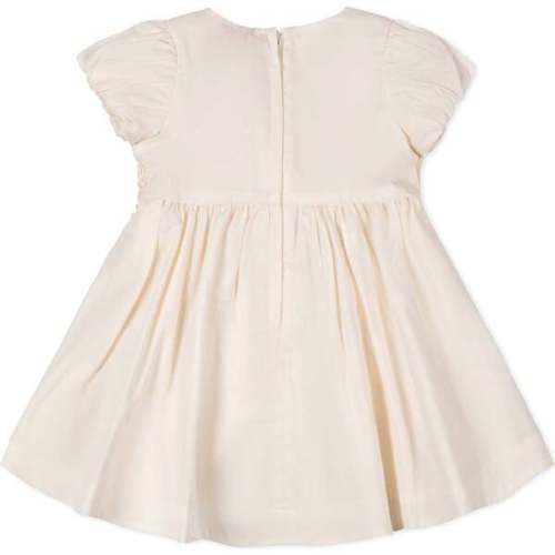 Organic Smocked Puff Sleeve Dress, Natural with Pink - Hope & Henry | Maisonette