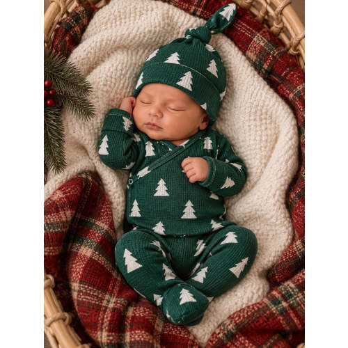 Organic Waffle Kimono & Pant Set, Spruce Trees – SpearmintLOVE