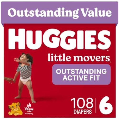 Huggies Little Movers Diapers Size 6, 108 Count (2 Packs of 54)