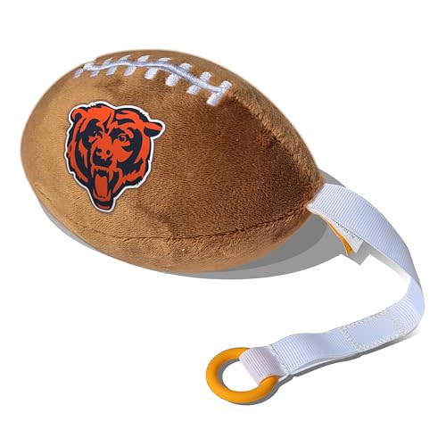 Chicago Bears Plush Football Pacifier Holder by Smilo - Officially Licensed NFL Soother Holder - Soft Plush Toy and Dummy Holder - Fits Any Pacifier - Stroller Accessory & Newborn Essential