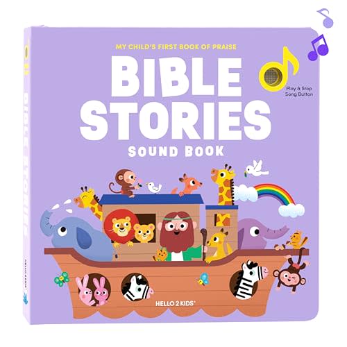 Bible Stories Christian Sound Books for Kids - 6 Bible Songs for Toddlers – Christian Easter Gifts for Kids, Baby Books & Toys for Kids - Easter Basket Essentials, Baptism, Christening Baby Gifts