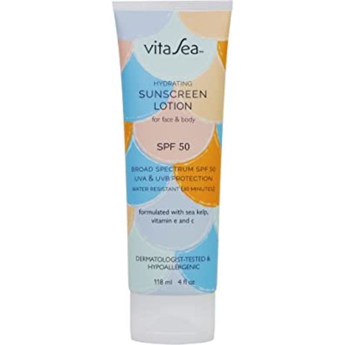 Noodle & Boo VitaSea Hydrating Sunscreen Lotion for Face and Body, Broad Spectrum Reef Friendly Sunscreen SPF 50 |SPF 30, UVA & UVB Protection, Formulated with Sea Kelp, Vitamin E & C, 4 Fl Oz