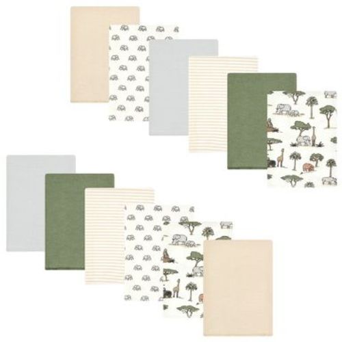 Luvable Friends Hudson Baby Cotton Poly Flannel Burp Cloths 12pk, Jungle Safari