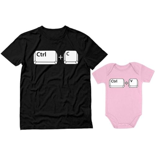 Tstars Ctrl C Ctrl V Dad Baby Shirts - Funny Matching Father and Son Outfits - Daddy Daughter Gift for Father's Day