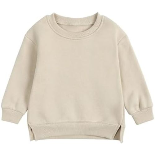 Baby Toddler Boys Fleece Sweatshirt Crewneck Long Sleeve Cotton Pullover Kids Solid Casual Sport Sweatshirts Sweater Tops