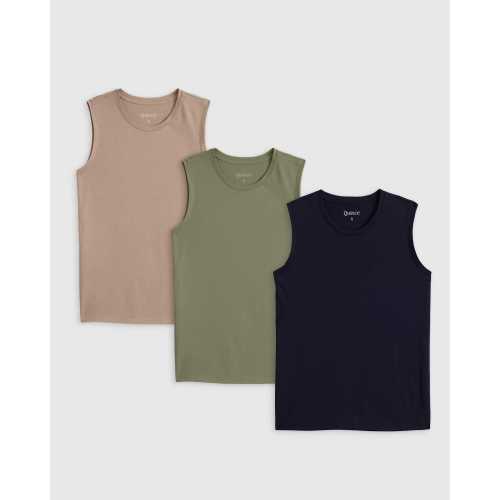 Cotton Modal Muscle Tank 3 Pack Bundle in Dark Taupe