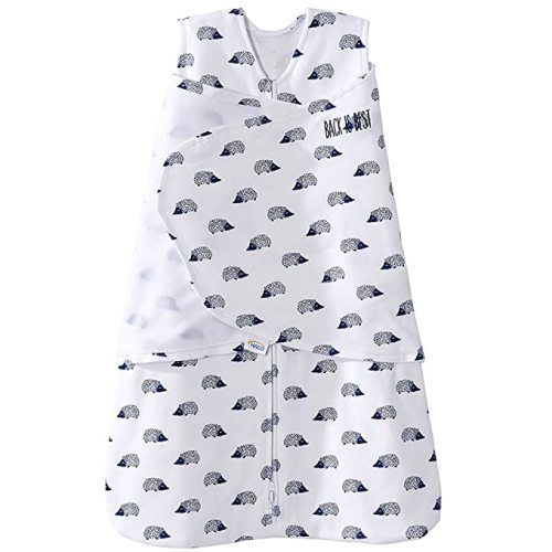 HALO 100% Cotton Sleepsack Swaddle, 3-Way Adjustable Wearable Blanket, TOG 1.5, Navy Hedgehog, Small, 3-6 Months