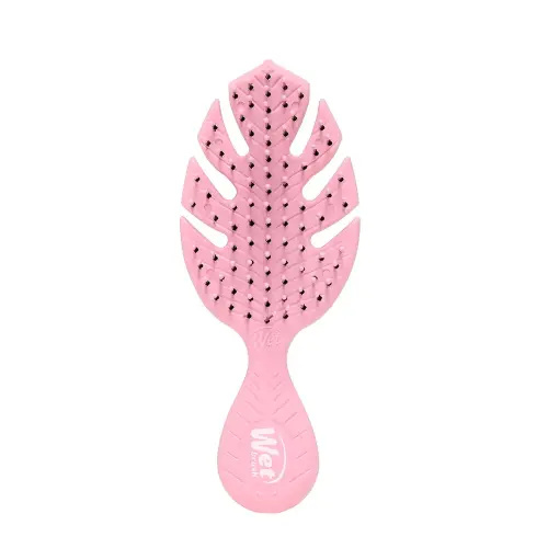 Wet Brush Go Green Mini Detangler, Pink - Detangling Travel Hair Brush - Ultra-Soft IntelliFlex Bristles Glide Through Tangles & Gently Loosens Knots While Minimizing Pain, Split Ends & Breakage