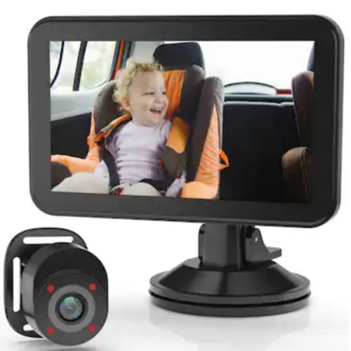 Rexing - BC500 In-Car Baby Cam with Monitor – HD 1080p & Infrared Night Vision - Black