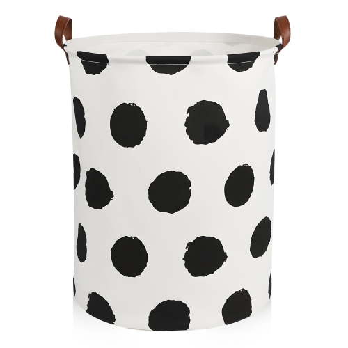 Garnen Kids Laundry Basket Collapsible, 80L Foldable Laundry Hamper, Polka Dot Dirty Clothes Hamper Toy Storage Organizer Bin for Baby Nursery Room