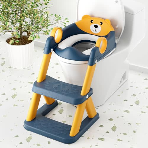COOSEYA Toilet Seat, Potty Training Seat for Toddler, Upgraded 2-in-1 Potty Toilet Training for Boys and Girls,Waterproof Cushioned Mat with Non-slip Step Stool