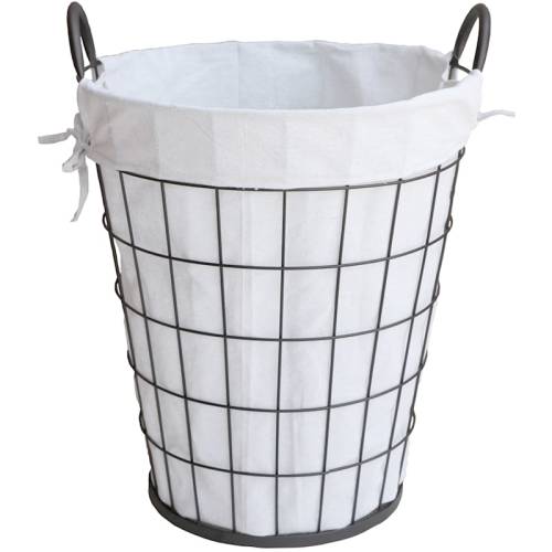 Metal Wire Laundry Hamper with Removeable Liner, Brown