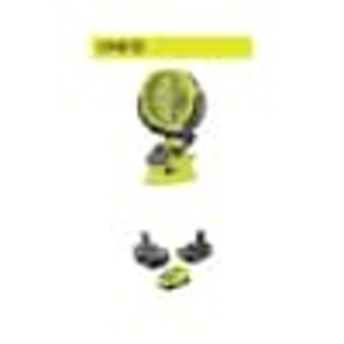 RYOBI ONE+ 18V Cordless 4 in. Clamp Fan (Tool Only) and 18V Lithium-Ion Starter Kit with 2.0 Ah and 4.0 Ah Battery combo