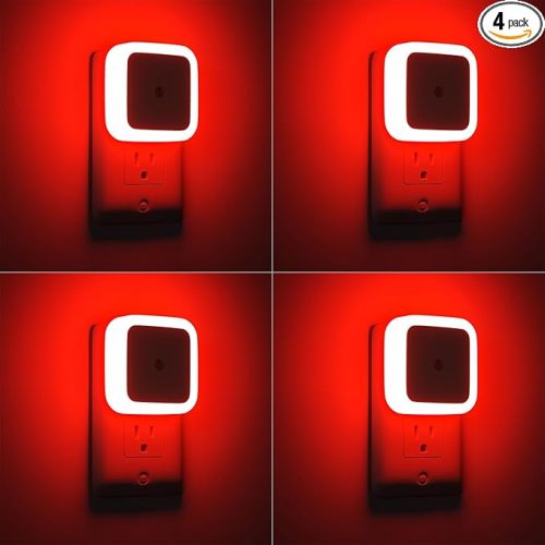Sujeet Red Night Light, Night Lights Plug into Wall 4-Pack, Nightlight Plug in Night Light, Dusk to Dawn Night Lamp Led Night Lights for Adults Bedroom, Bathroom, Hallway