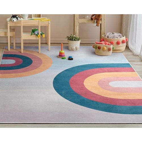 Well Woven Kids Kaleidoscope Rainbow Rug, 3'3" x 5', Multi Color Pastel