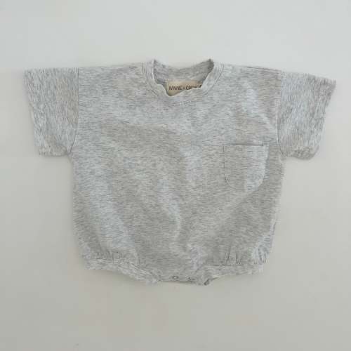 Cory Pocket Romper in Heather Grey