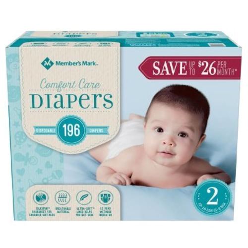 Member's Mark Comfort Care Baby Diapers 2-196 ct. 12-18 lbs. A1