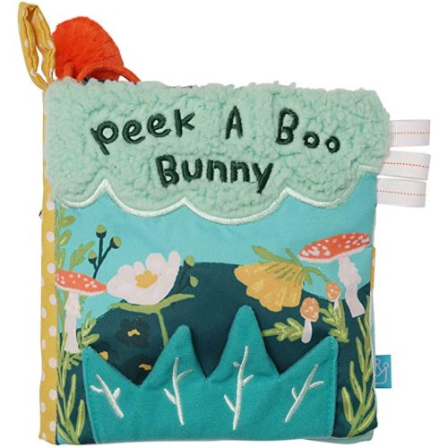 Manhattan Toy Fairytale Peek-a-Boo Soft Activity Crinkle Book for Baby & Toddler with Tethered Bunny Squeaker Small