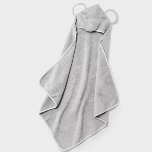 Baby Hooded Towel - Cloud Island™ Gray: Cotton Terry, Elephant Pattern, 30"x30"