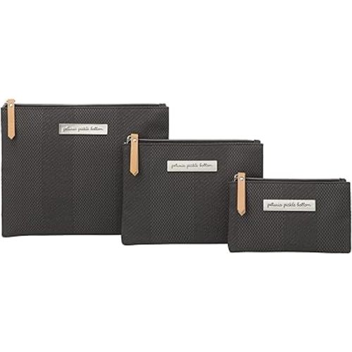 Petunia Pickle Bottom Organizer Trio, Zip-Close Pouches, 3 Sizes, For Diaper Bag, Stroller, Travel Bag, Carry Alone, Carbon Cable Stitch