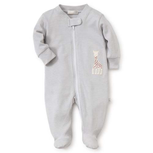 Gray Sophie Stripe Pajamas Zip Front Footie