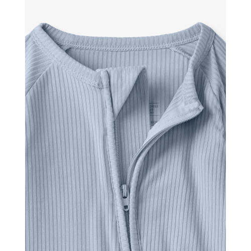 Light Fog Ribbed Zippy – Little Sleepies