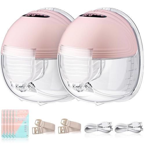 Hands Free Breast Pump, Wearable Electric Breast Pump, for Breastfeeding with 24mm Double-Sealed Flange, 3 Modes & 12 Levels,Smart Display, Low Noise (2PACK)