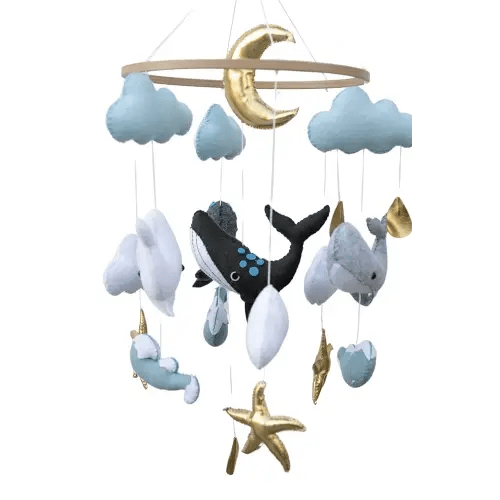 Fox Dream Ocean Animals Baby Mobile, Crib Aquarium, Whale Felt Mobile (Ocean Whale)