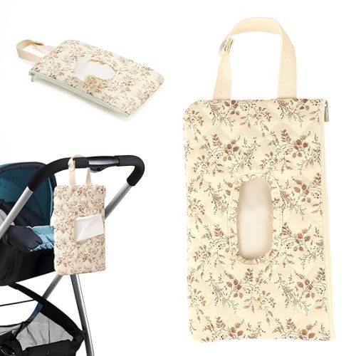 Wipes Dispenser，Portable Wipes Holder for Outdoor, Refillable Wipes Container, Wet Wipe Pouch for Travel, Wipe Holder for Diaper, Resuable Wipes Case for Hiking, Stroller Daily Casual - Beige