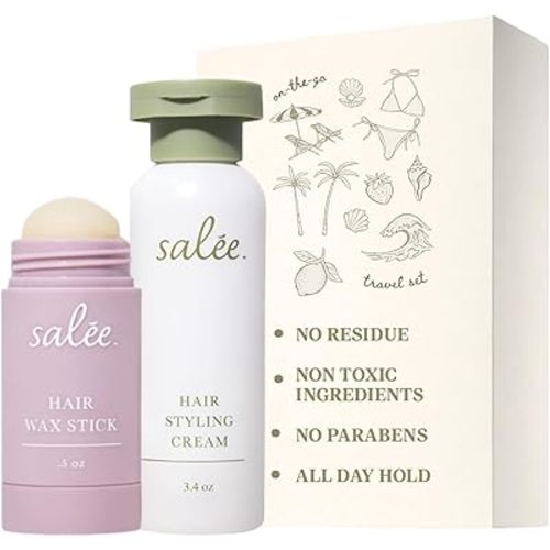 SALEE. - Hair Styling Cream & Wax Stick Duo Travel Size For Women & Kids | Anti-Frizz Leave-In Smoothing Cream & Wax Flyway Tamer Wand for All Hair Types