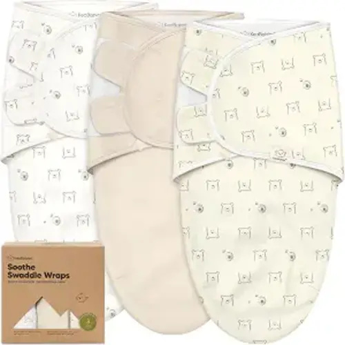 KeaBabies 3-Pack Organic Baby Swaddles for Newborns, Bumble Bear, 0-3M